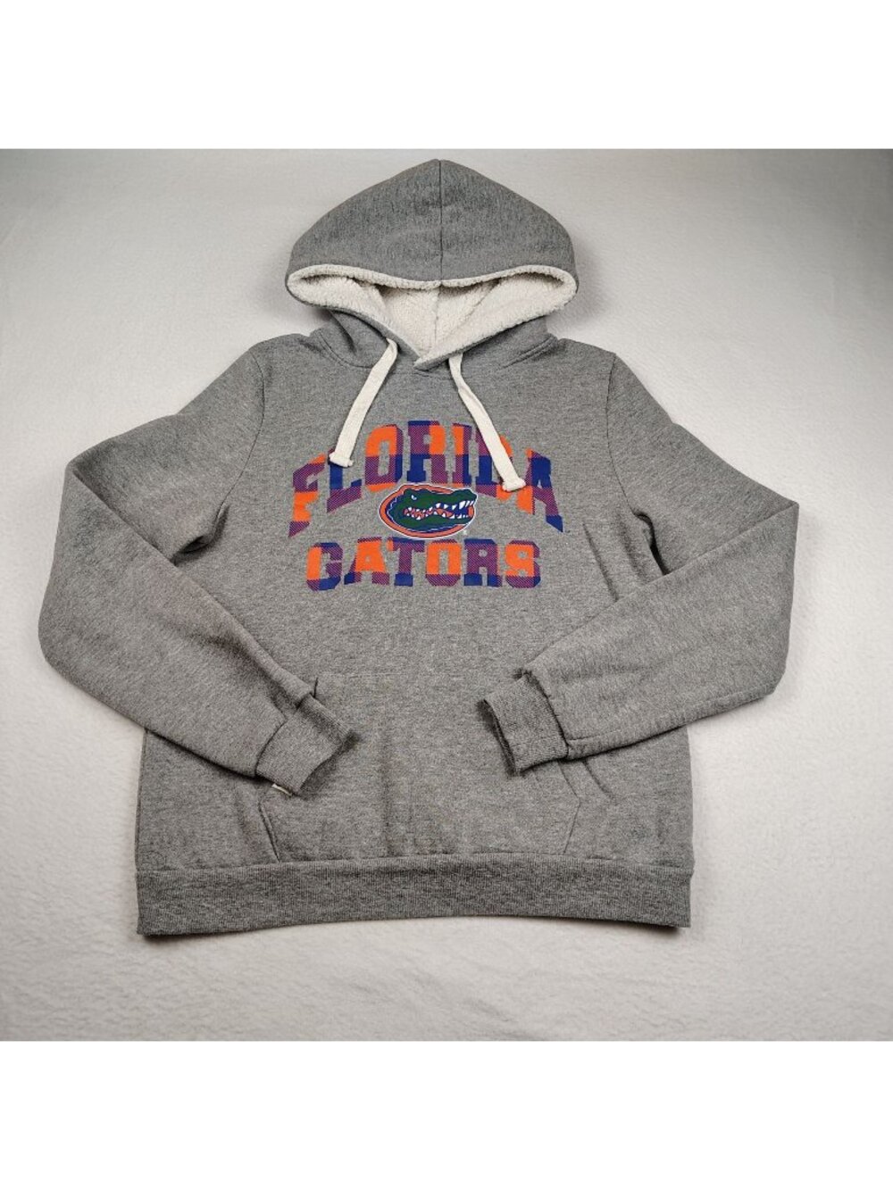 Florida Gators Colosseum Hoodie Gray Plaid Sherpa Pullover Sweatshirt Womens S